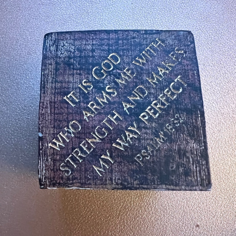 Dicksons Rustic Brown Inscribed Scripture Block Resin Stone Decorative NIB - Picture 6 of 12